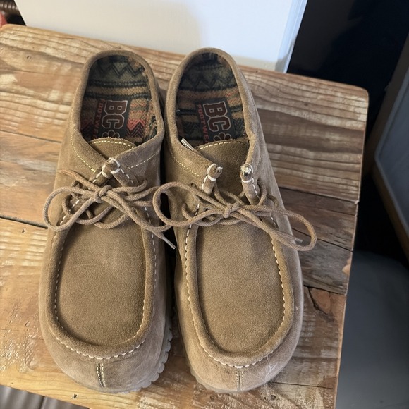 BC FOOTWEAR Women Tan Suede Lace Up Platform Wedges Shoes Slip On Size 8.5 - Picture 2 of 9